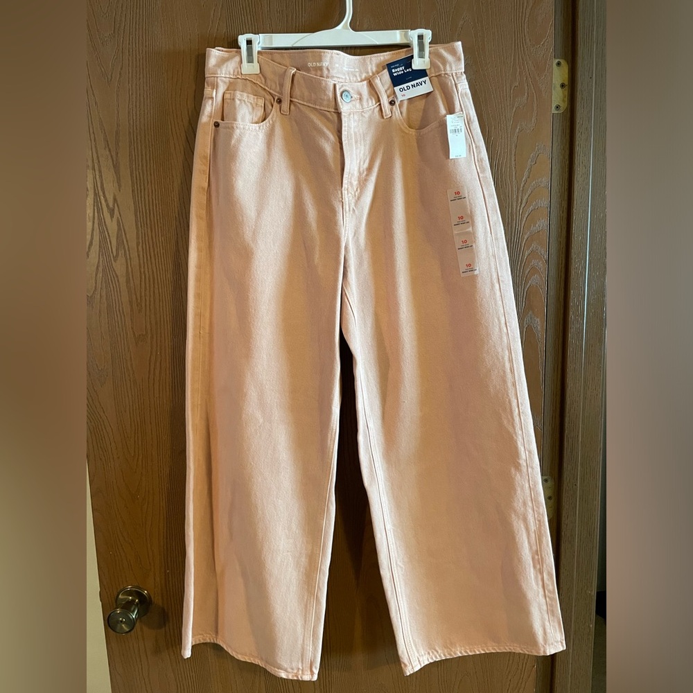 Peach Colored Wide Leg Jeans